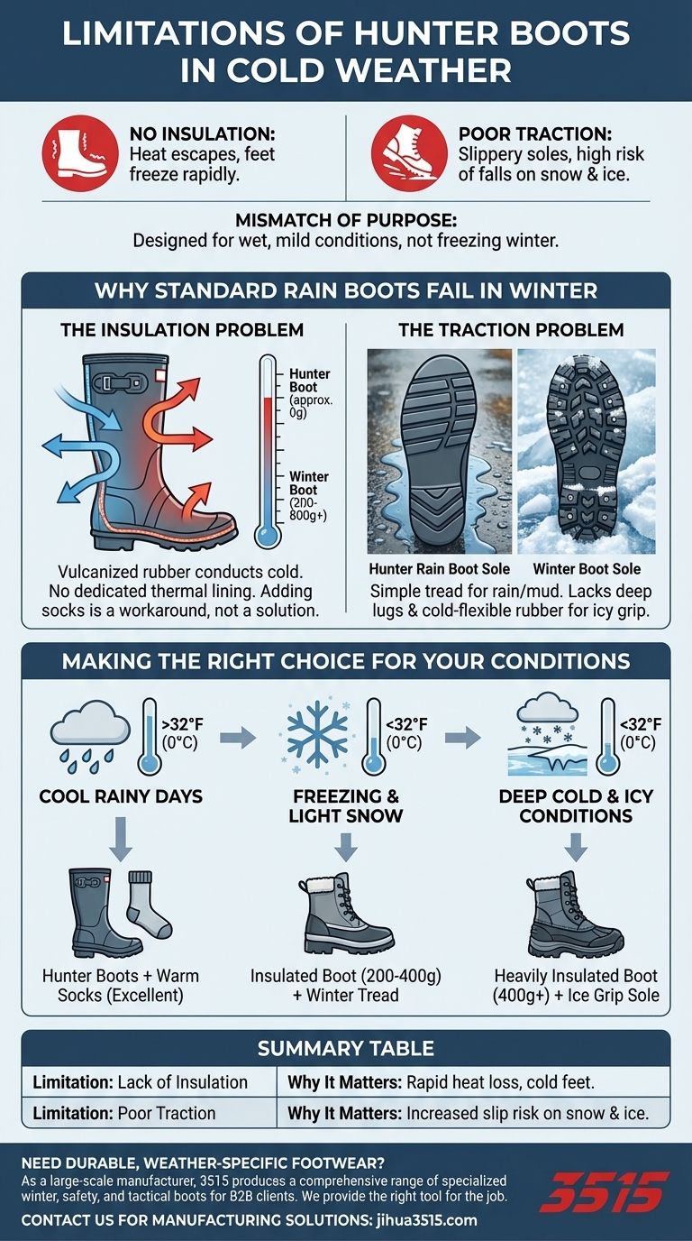 Quais são as limitações das botas Hunter em clima frio? Encontre o calçado certo para o inverno Guia Visual