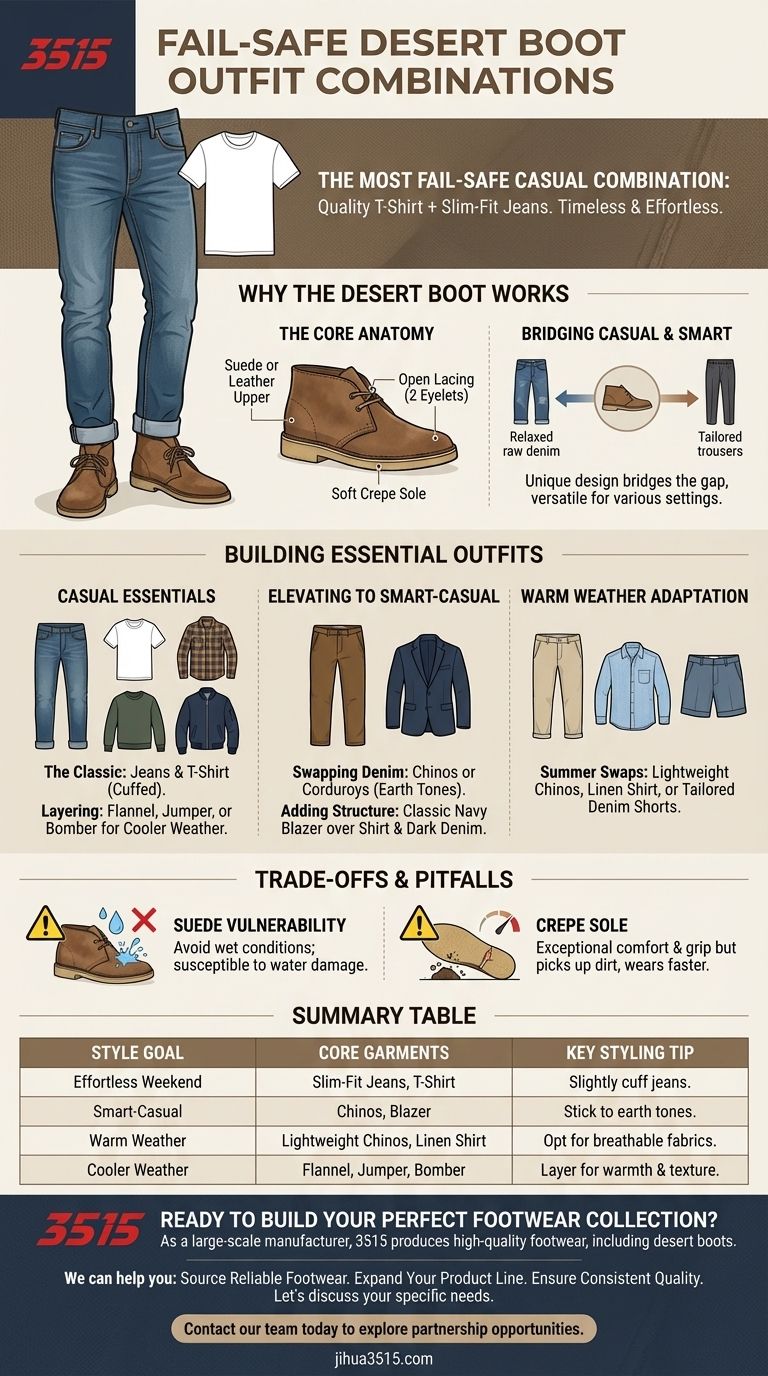 Qual é a combinação de roupa casual infalível com botas desert? Domine o Estilo Versátil Guia Visual