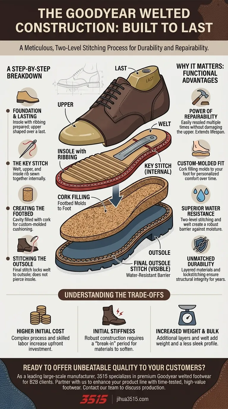 グッドイヤーウェルト製法はどのように行われますか？比類なき耐久性と修理可能性を解き放つ ビジュアルガイド