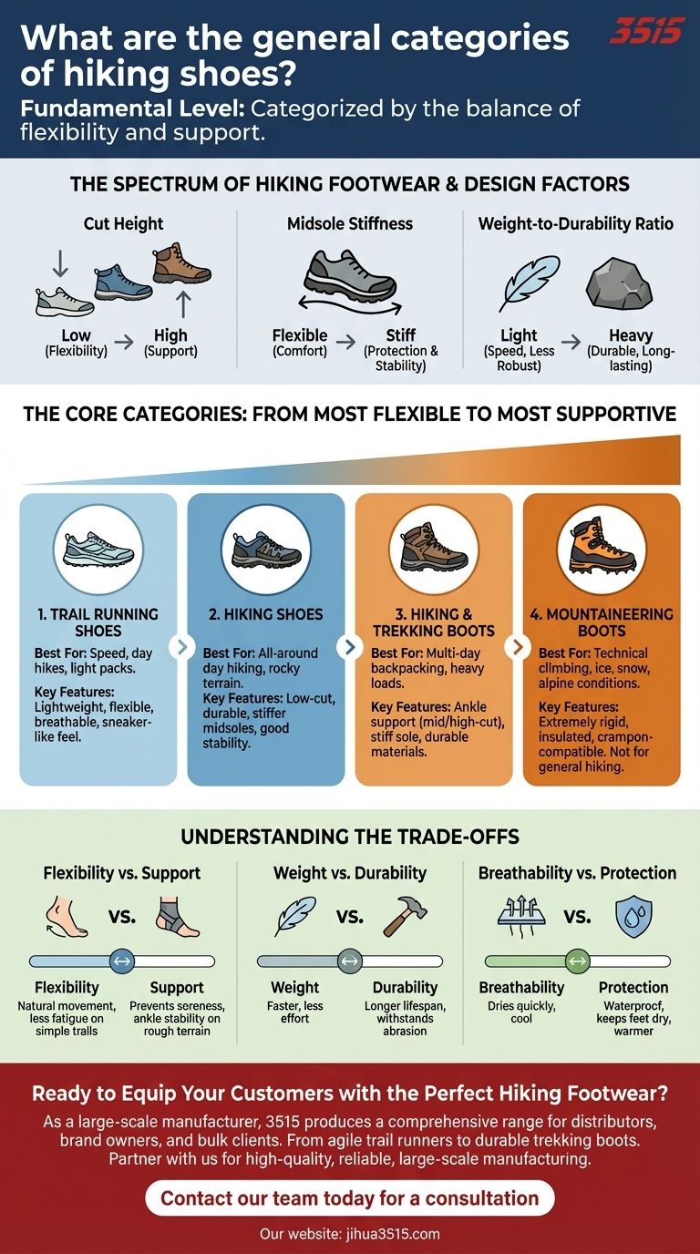 Quelles sont les catégories générales de chaussures de randonnée ? Trouvez la paire parfaite pour chaque sentier Guide Visuel