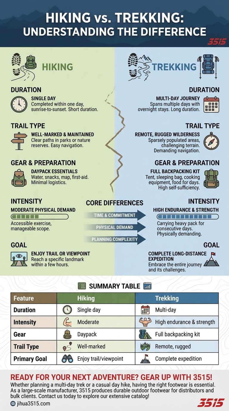¿Cuál es la diferencia entre senderismo y trekking? Elige la aventura al aire libre adecuada para ti Guía Visual