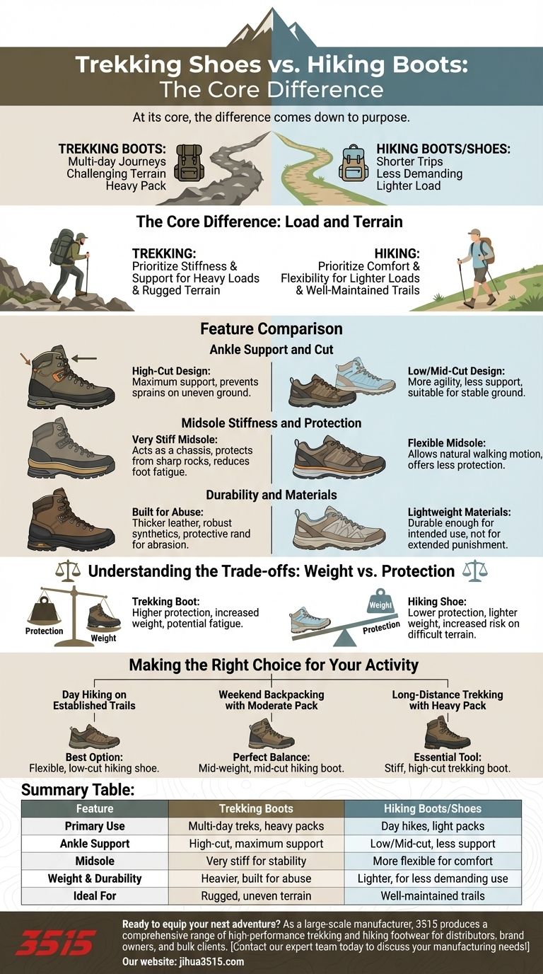 How do trekking shoes differ from hiking boots? Choose the Right Footwear for Your Adventure Visual Guide