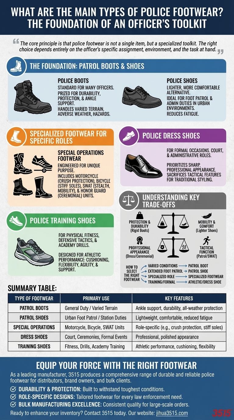 What are the main types of police footwear? A Guide to Durable & Specialized Footwear Visual Guide