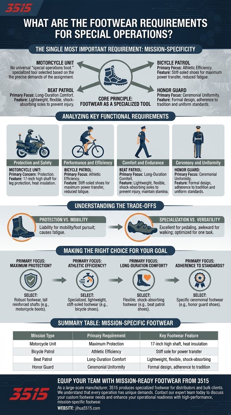 What are the footwear requirements for special operations? Mission-Specific Boots for Peak Performance Visual Guide
