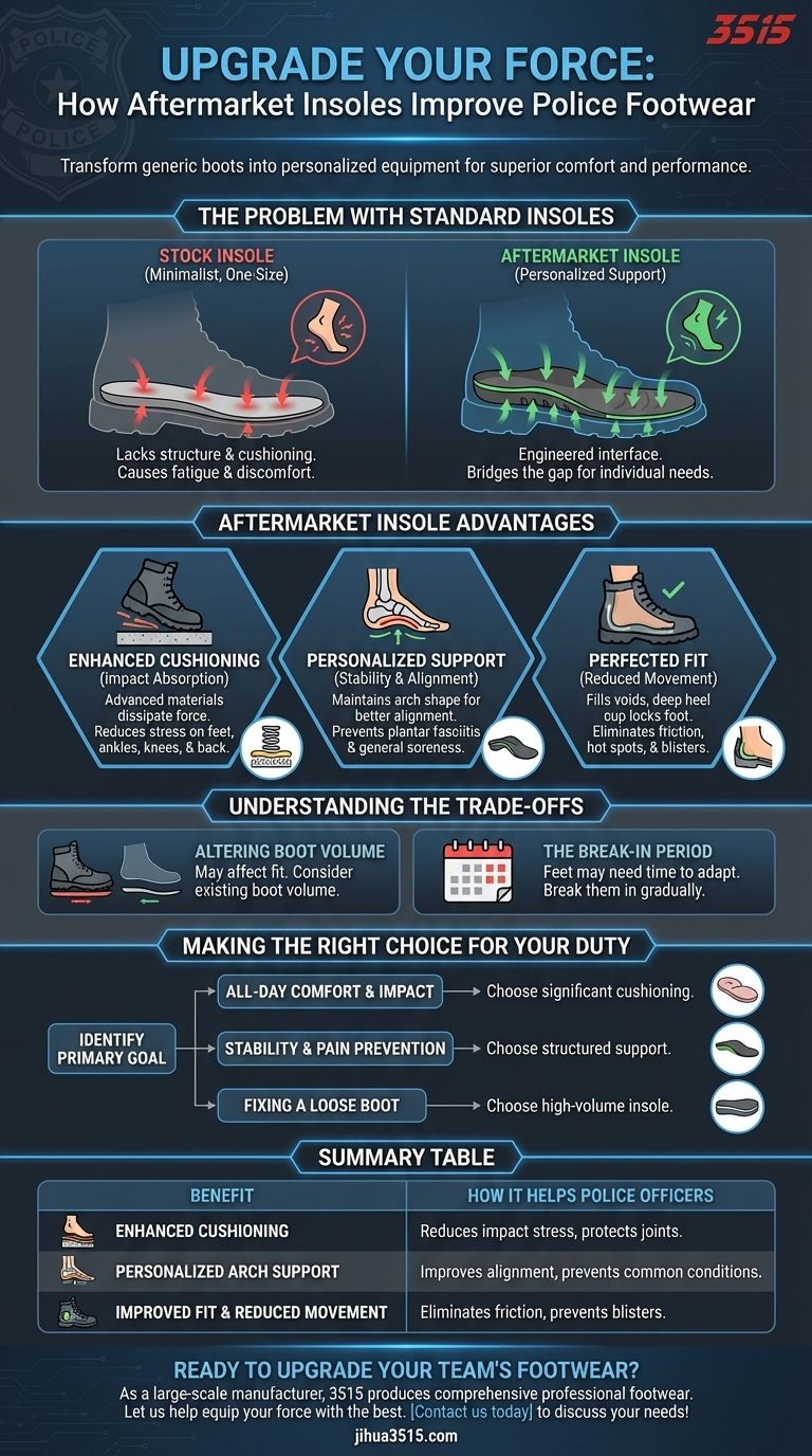 Comment les semelles de remplacement peuvent-elles améliorer les chaussures de police ? Améliorer le confort et la stabilité pour les longues journées Guide Visuel