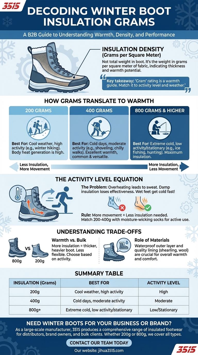¿A qué se refieren los 'gramos' de aislamiento en las botas de invierno? Elige la calidez adecuada para tu actividad Guía Visual