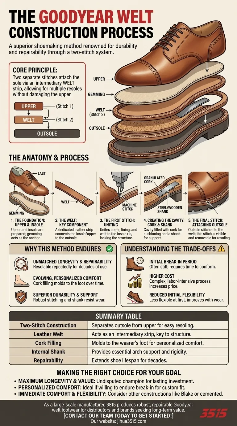 ما هي عملية بناء جوديير في صناعة الأحذية؟ دليل المتانة الفائقة وقابلية الإصلاح دليل مرئي