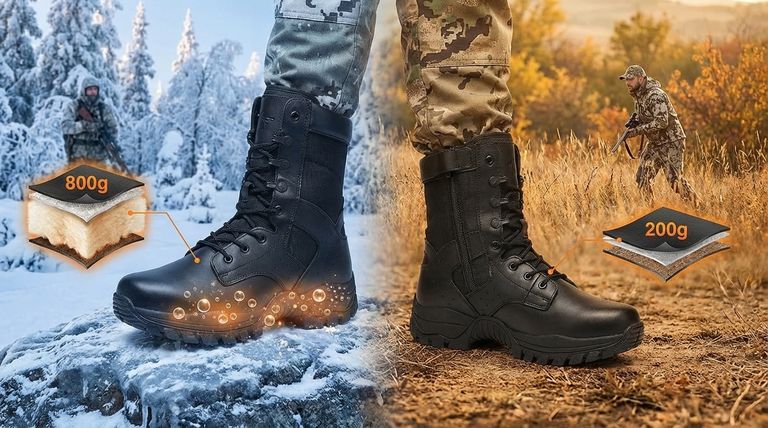 사냥용 부츠의 단열은 어떻게 작동하나요? 어떤 조건에서도 적합한 그램 등급을 선택하세요.