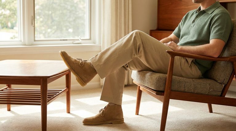 Comment intégrer la Clarks Desert Boot dans une tenue minimaliste des années 50 ? Obtenez un style rétro sans effort
