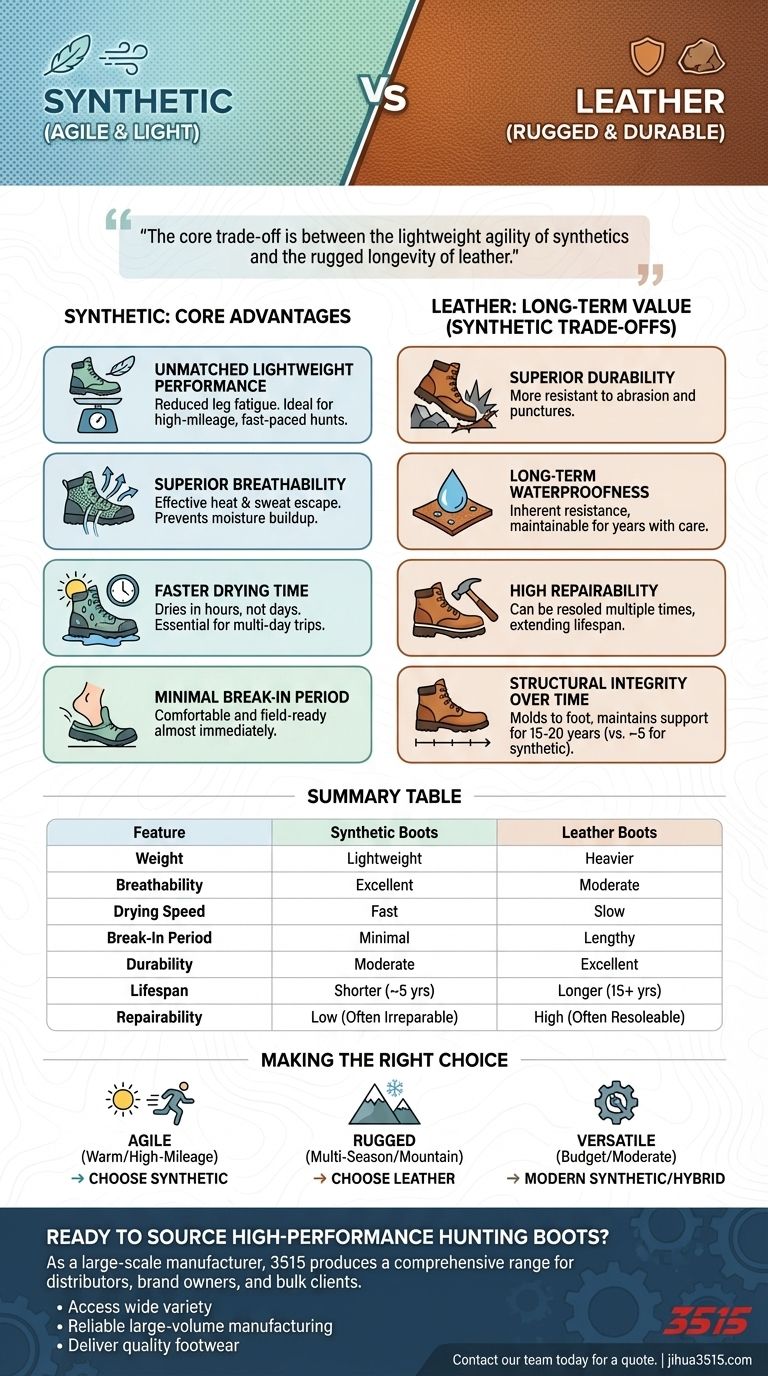 ¿Cuáles son los pros y los contras de las botas de caza sintéticas? Agilidad ligera frente a durabilidad a largo plazo Guía Visual