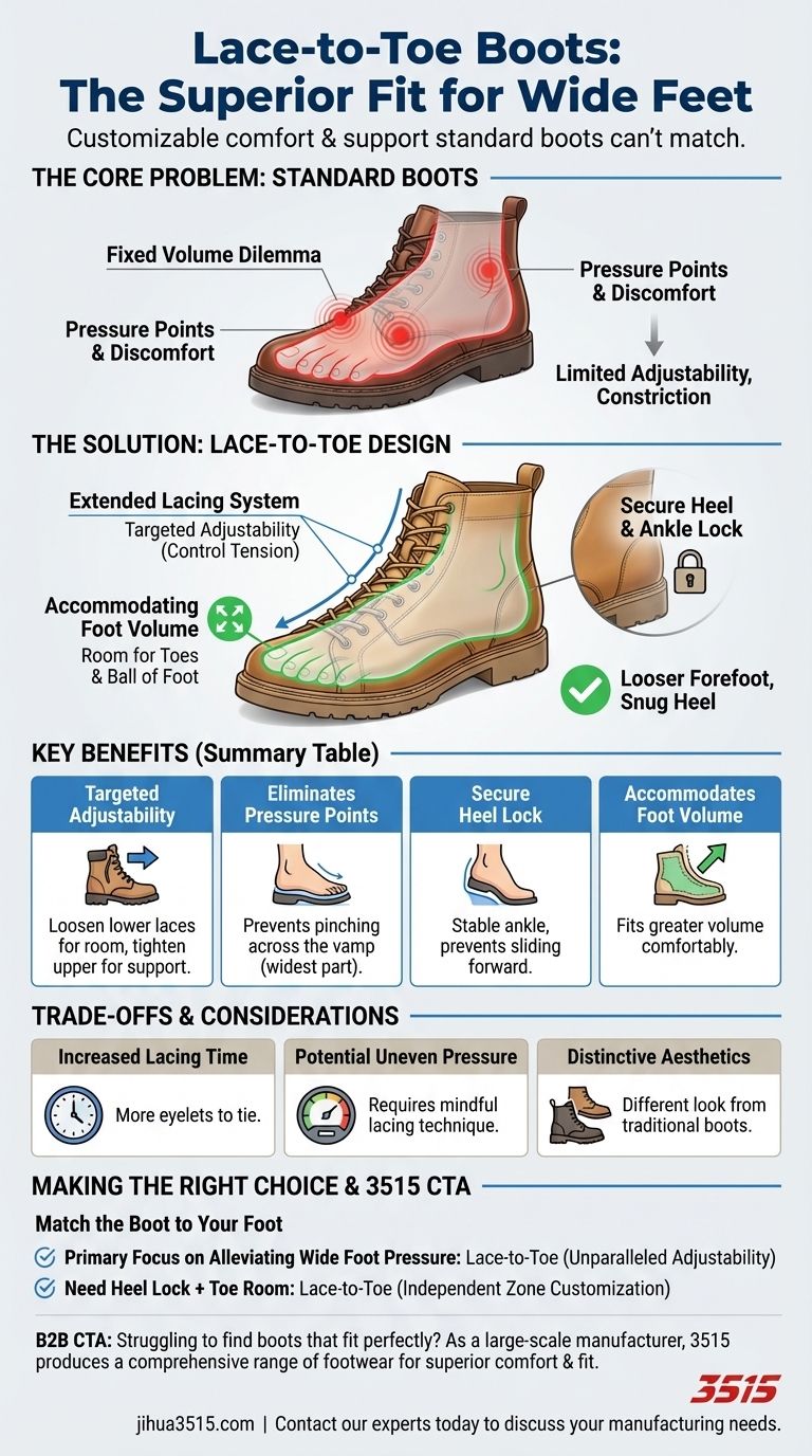 Comment les bottes à lacets jusqu'aux orteils profitent-elles aux personnes ayant les pieds larges ? Obtenez un ajustement parfait et personnalisé Guide Visuel