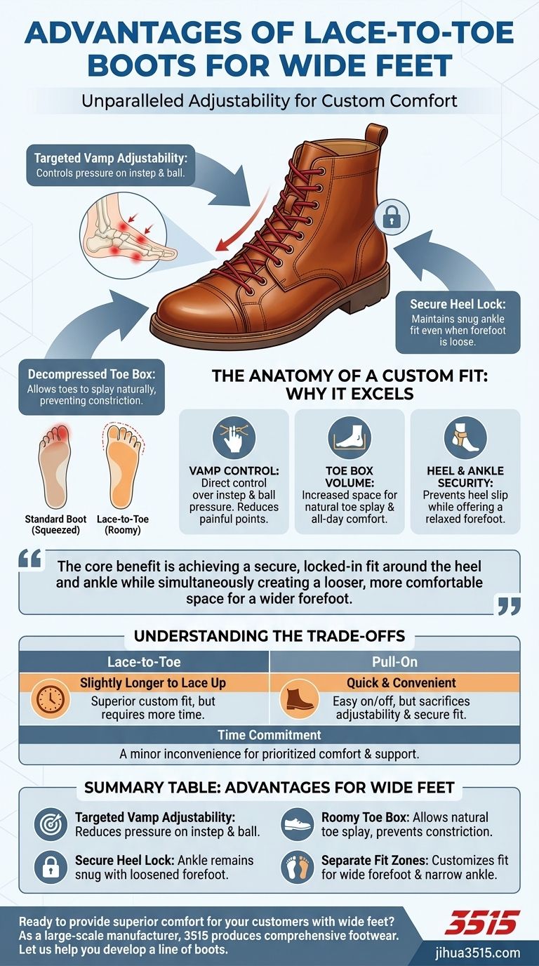 Quali sono i vantaggi degli stivali lace-to-toe per persone con piedi larghi? Ottenere una calzata personalizzata e senza dolore Guida Visiva