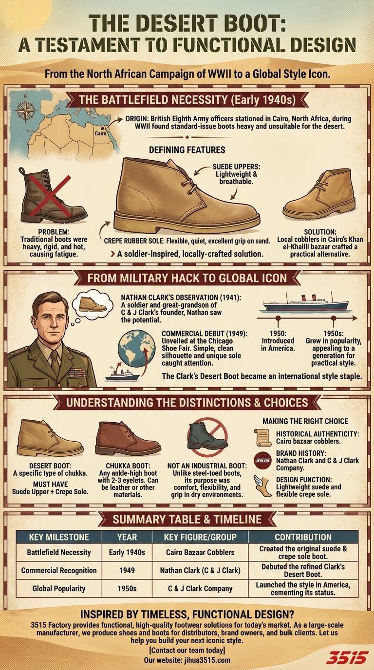 Quelle est l'origine historique de la desert boot ? De la nécessité de la Seconde Guerre mondiale au style intemporel Guide Visuel
