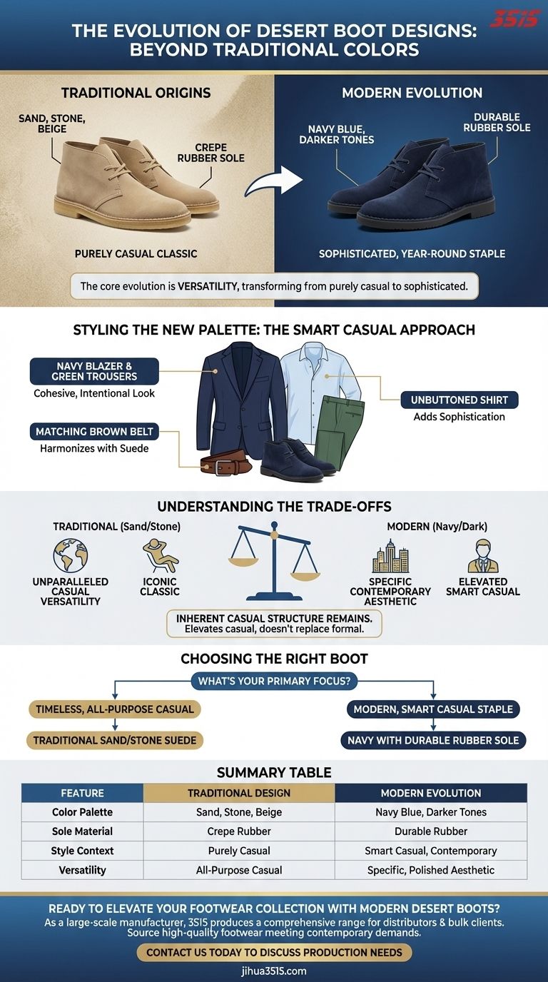 Comment les designs de bottes désert ont-ils évolué au-delà des couleurs traditionnelles ? Palettes modernes et style élégant Guide Visuel