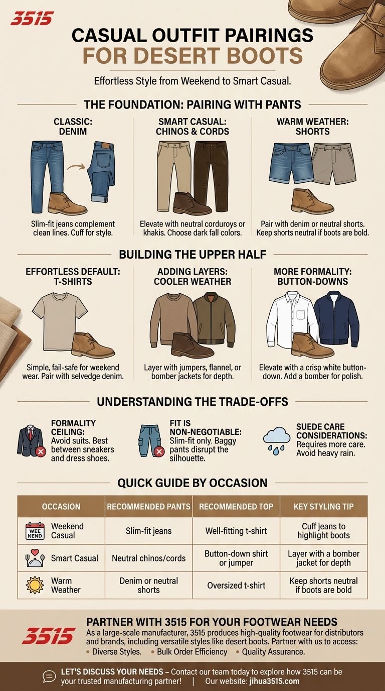 Was sind lässige Outfit-Kombinationen für Desert Boots? Beherrschen Sie vielseitigen Stil für jeden Anlass Visuelle Anleitung