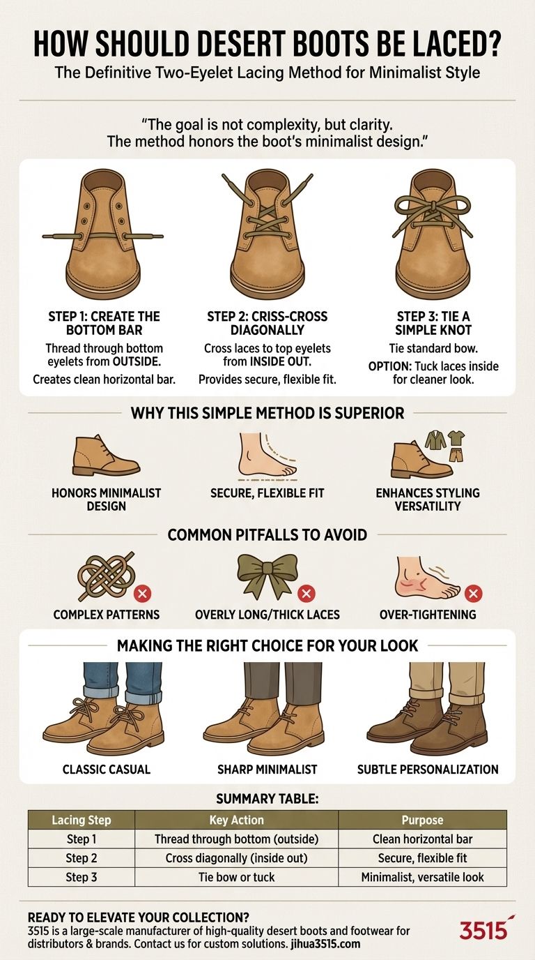 Wie sollten Desert Boots geschnürt werden? Perfekte, klassische Passform erzielen Visuelle Anleitung