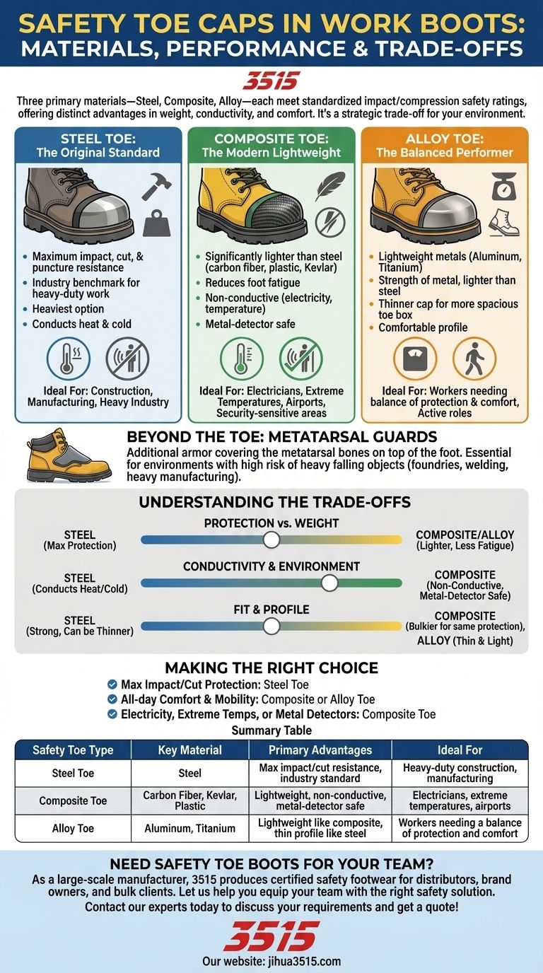 안전 토캡의 종류는 무엇인가요? 귀하의 직무에 맞는 보호 기능을 선택하세요. 시각적 가이드