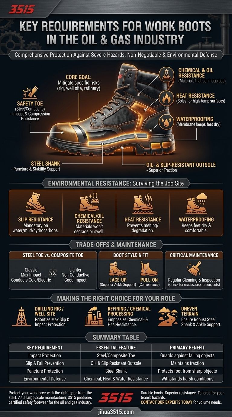 Каковы ключевые требования к рабочей обуви в нефтегазовой промышленности? Обеспечение максимальной безопасности и долговечности Визуальное руководство