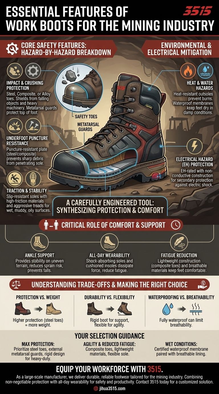 矿业工作靴必备功能有哪些？安全与耐用性全指南 图解指南
