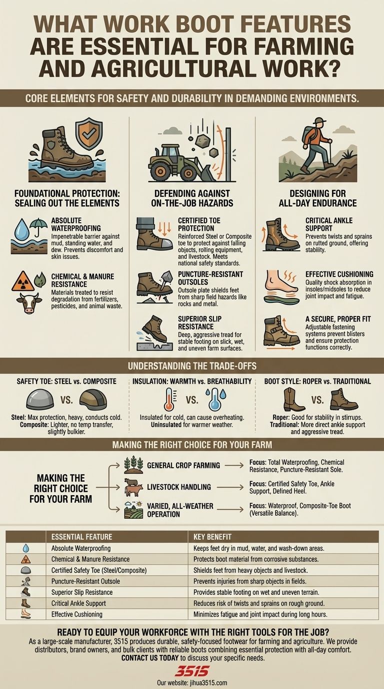 ¿Qué características son esenciales en las botas de trabajo para la agricultura y el trabajo agrícola? Guía de protección completa Guía Visual