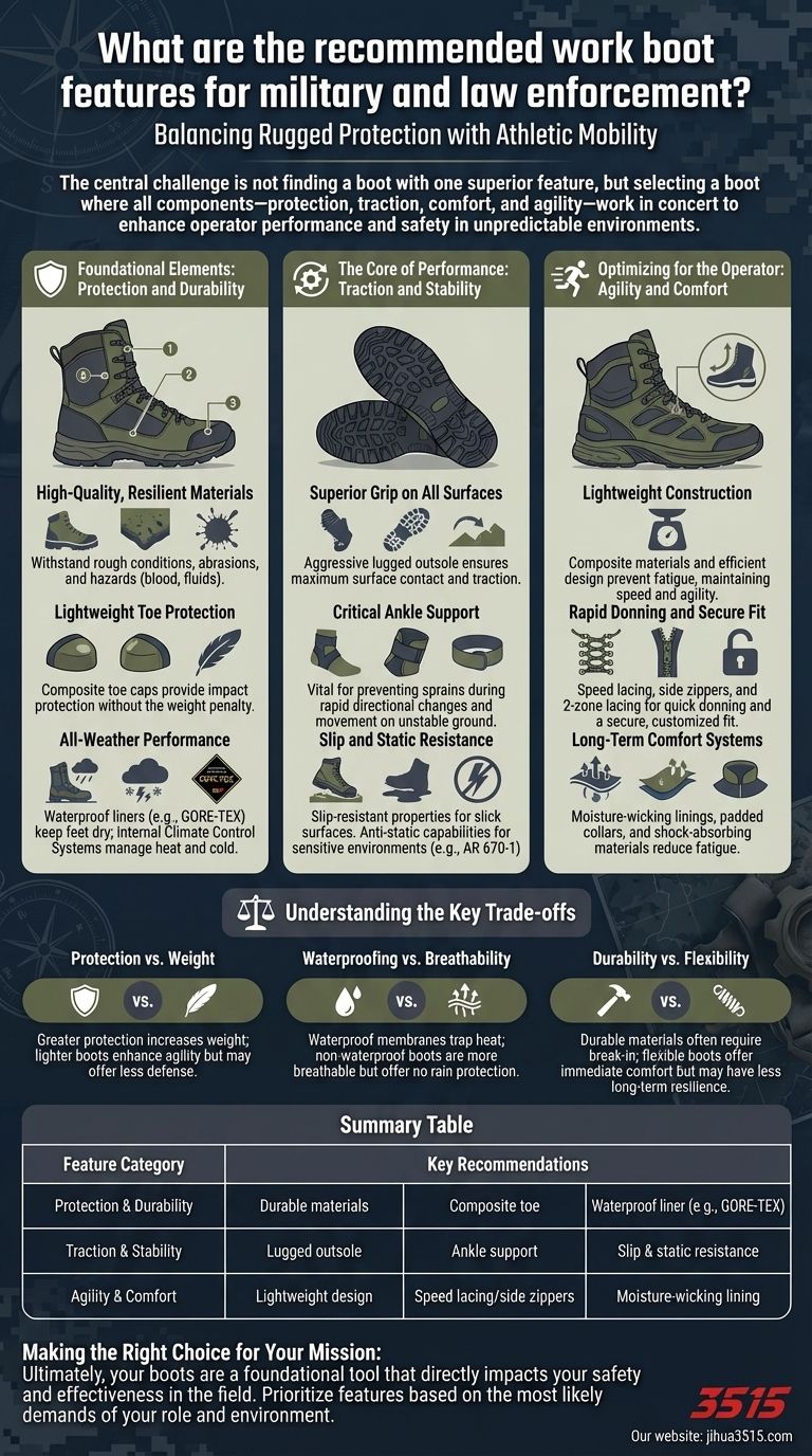 ¿Cuáles son las características recomendadas de las botas de trabajo para militares y fuerzas del orden? Mejora el rendimiento y la seguridad del operador Guía Visual