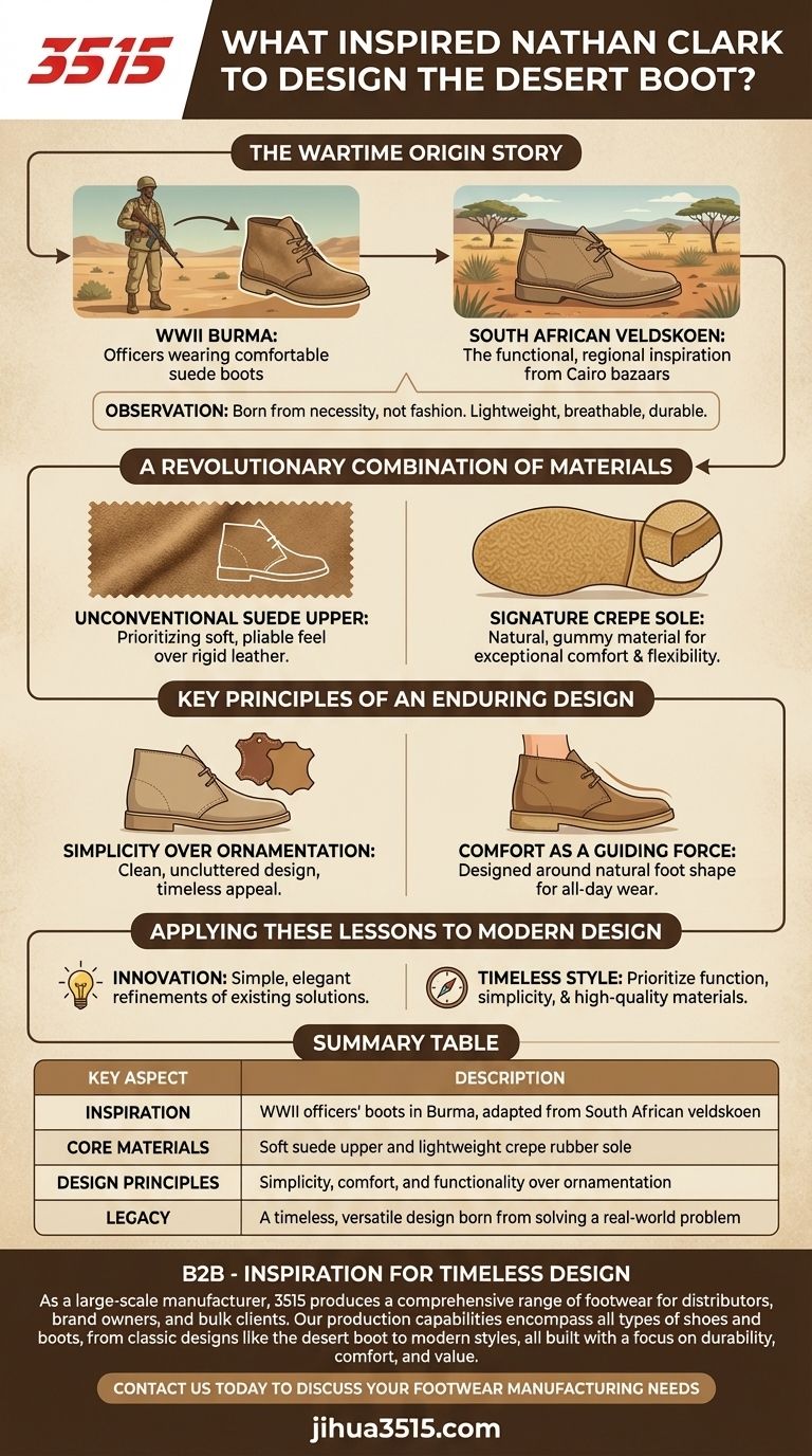 Qu'est-ce qui a inspiré Nathan Clark à concevoir la desert boot ? Découvrez les origines d'une icône intemporelle Guide Visuel