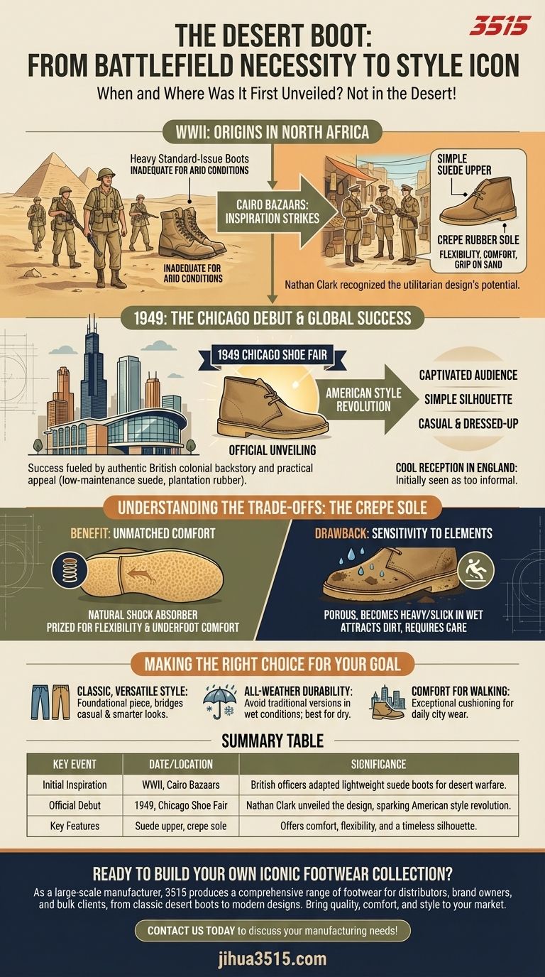 ¿Cuándo y dónde se presentó por primera vez la bota desierto? Su debut oficial en la Feria del Calzado de Chicago de 1949 Guía Visual