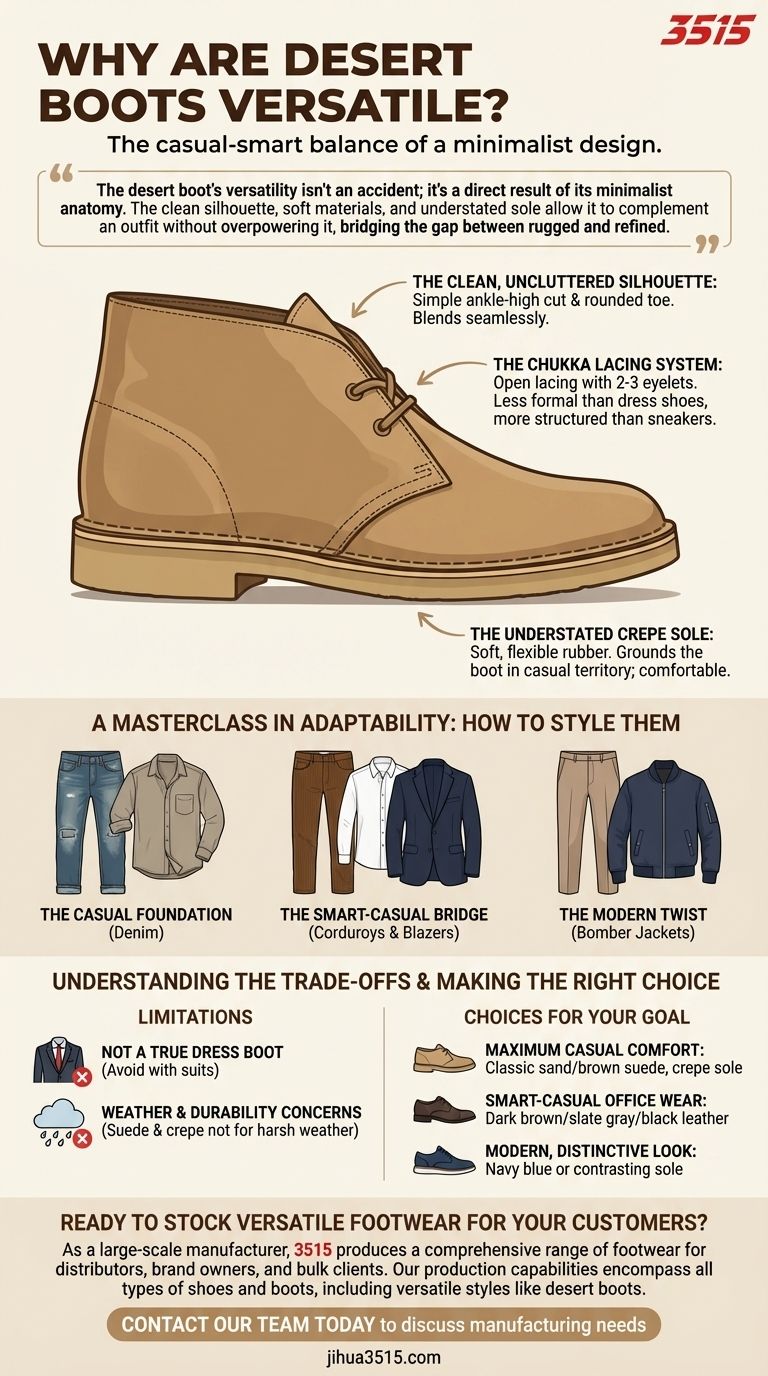 Warum gelten Desert Boots als vielseitig im Styling? Der ultimative Leitfaden für mühelos schicke Freizeit-Looks Visuelle Anleitung