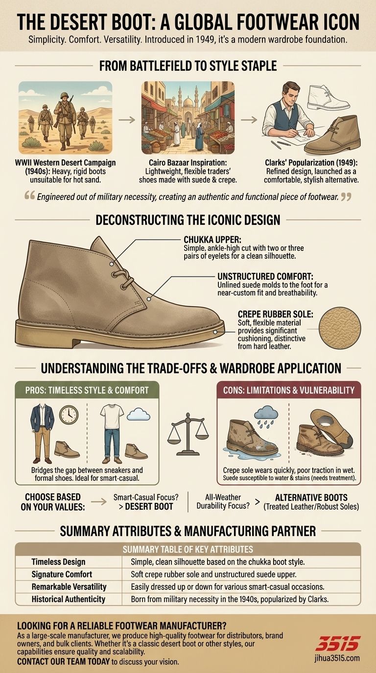 ¿Qué hace de la bota desértica un ícono global del calzado? Descubre su estilo atemporal y versatilidad. Guía Visual