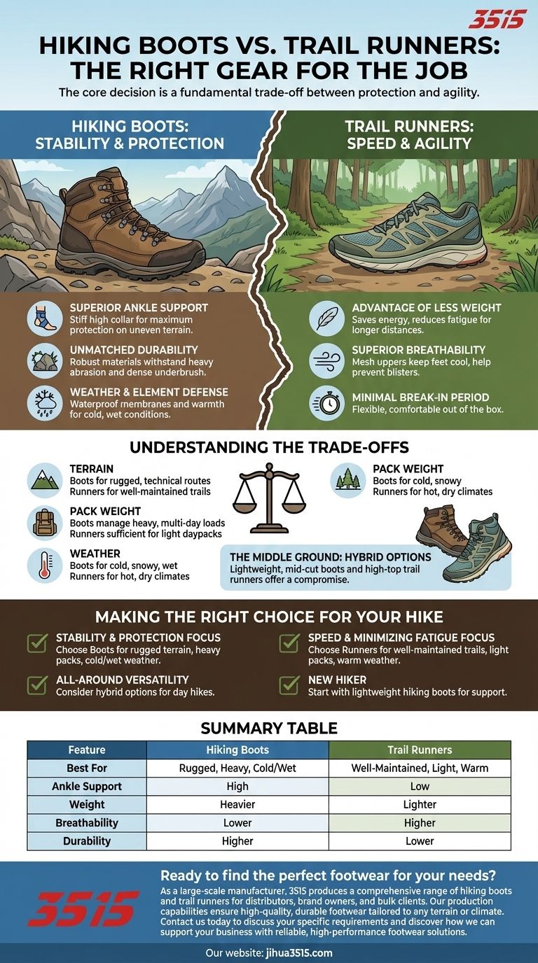 ¿Cuáles son las principales consideraciones al elegir entre botas de montaña y zapatillas de trail running? Una guía para un calzado óptimo. Guía Visual