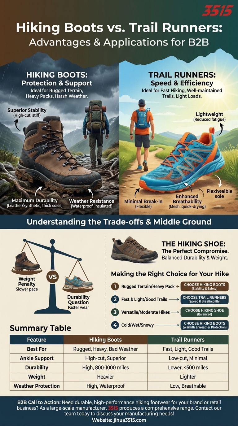 Quali sono i vantaggi degli scarponi da trekking rispetto ai trail runner? Supporto superiore per terreni accidentati Guida Visiva