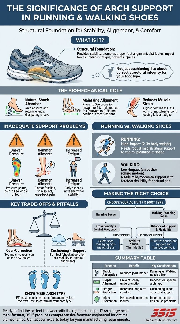 What is the significance of arch support in running and walking shoes? Enhance Comfort and Prevent Injury Visual Guide