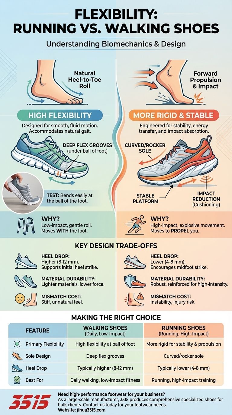 Quelle est la différence de flexibilité entre les chaussures de course et les chaussures de marche ? Un guide pour choisir la bonne chaussure Guide Visuel