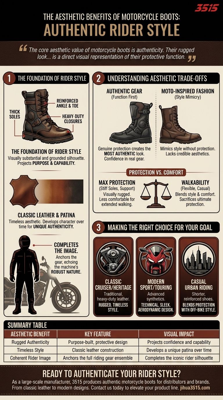 오토바이 부츠가 제공하는 미적 이점은 무엇인가요? 진정한 라이더의 진정한 스타일을 발견하세요. 시각적 가이드