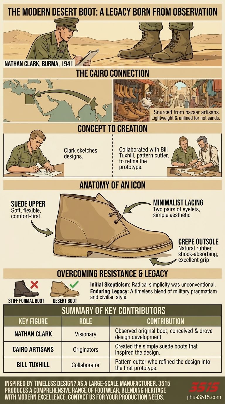 Wer spielte eine bedeutende Rolle bei der modernen Desert Boot? Entdecken Sie Nathan Clarks ikonische Kreation Visuelle Anleitung