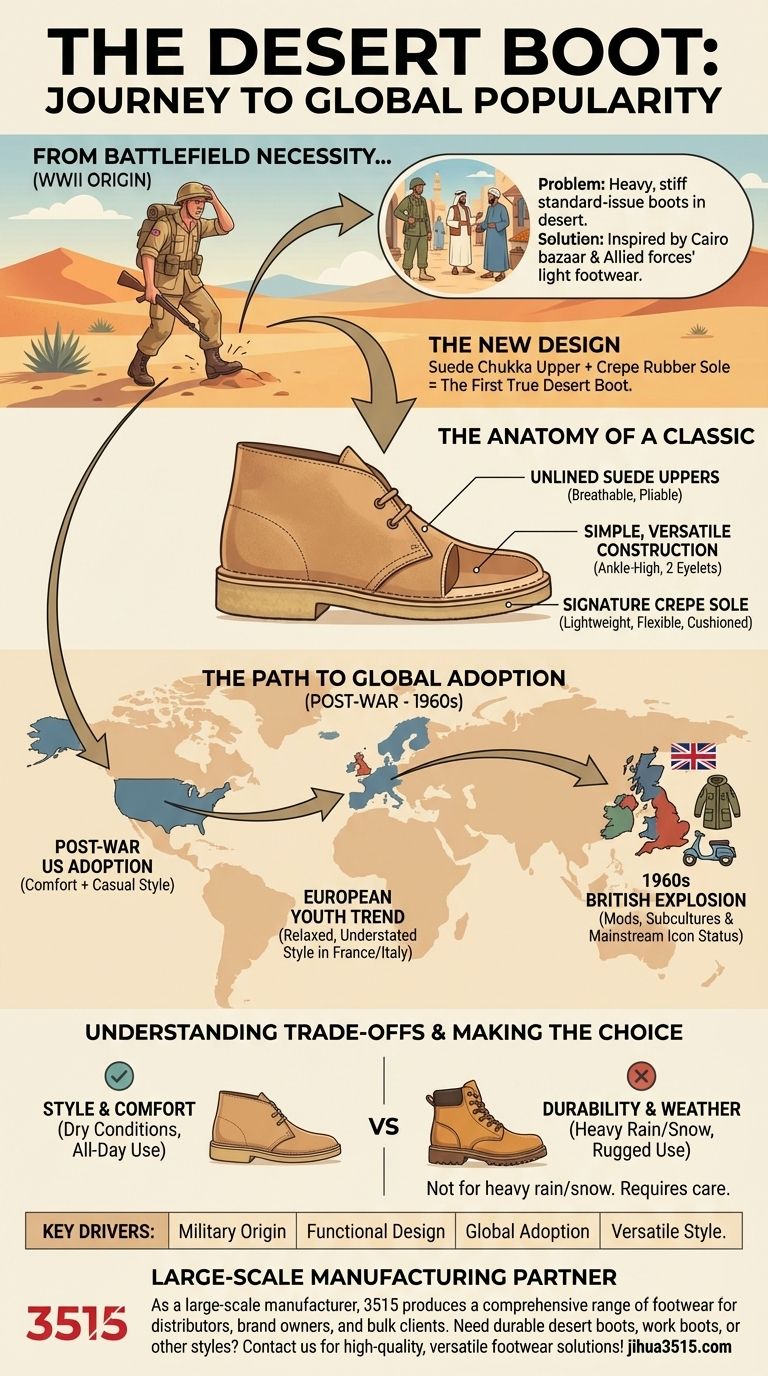 Comment les desert boots ont-elles gagné en popularité dans le monde ? De la Seconde Guerre mondiale à l'icône de la mode Guide Visuel