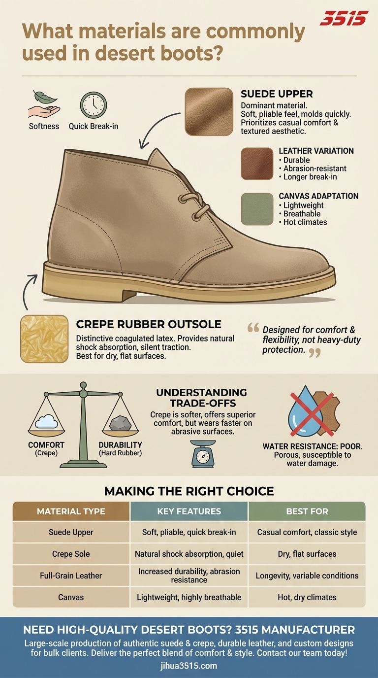 Welche Materialien werden üblicherweise für Wüstenstiefel verwendet? Entdecken Sie die klassische Wildleder- & Krepp-Formel Visuelle Anleitung