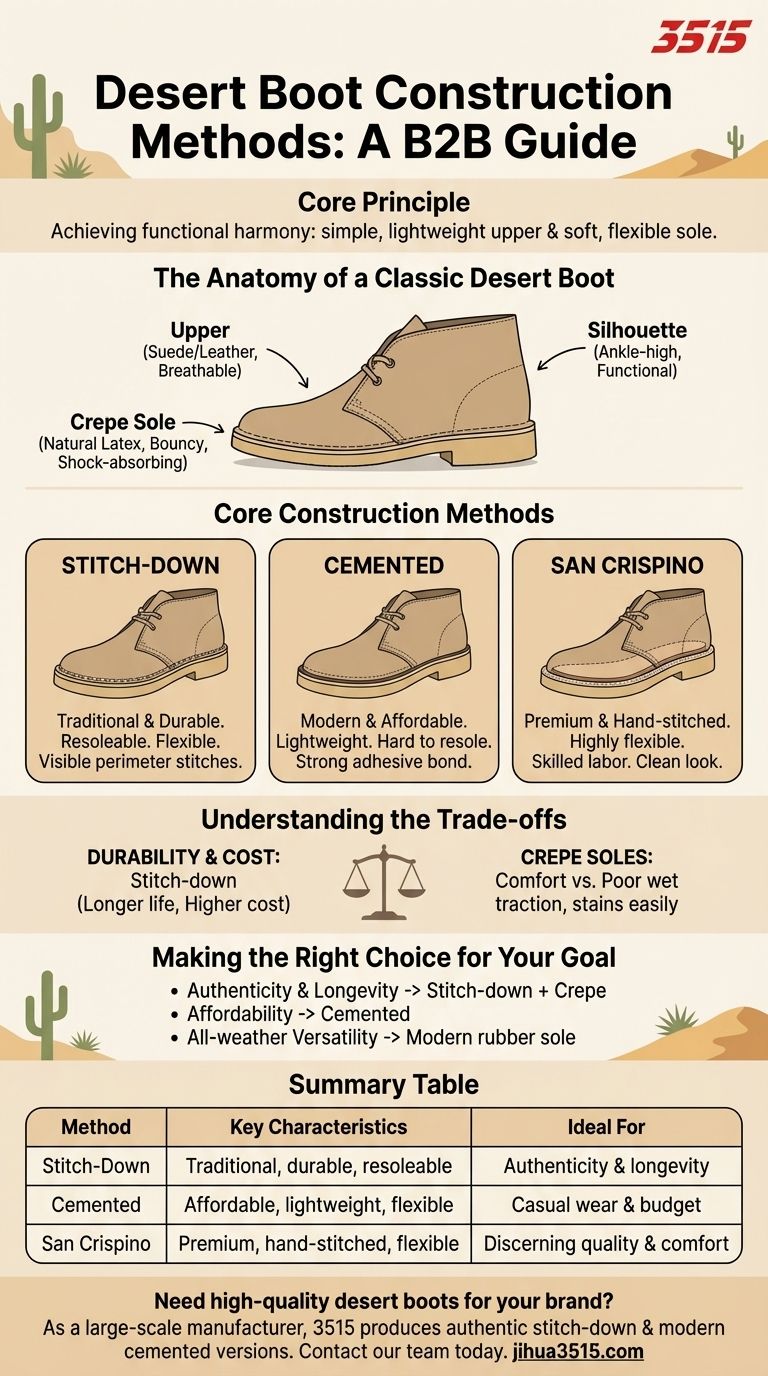 Quelles sont les méthodes de construction typiques des desert boots ? Choisissez la bonne construction pour le style et la durabilité Guide Visuel