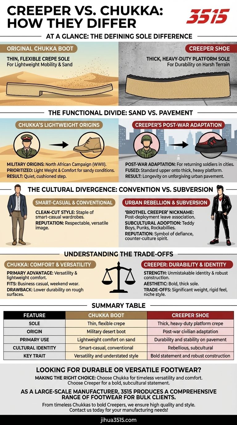 En quoi la chaussure Creeper différait-elle de la botte Chukka originale ? Une histoire de deux semelles Guide Visuel