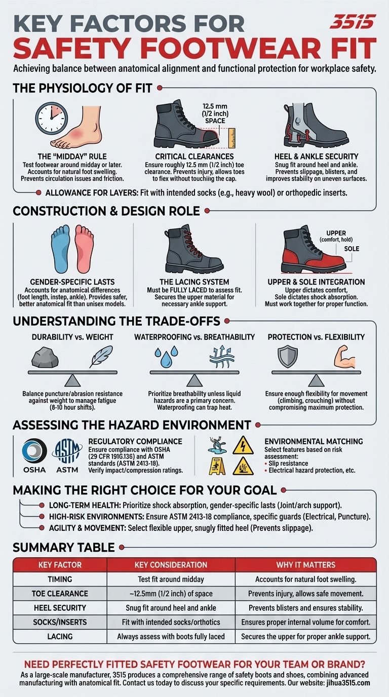 Quali sono i fattori chiave da considerare per la calzata delle calzature di sicurezza? Garantire protezione e comfort ottimali Guida Visiva