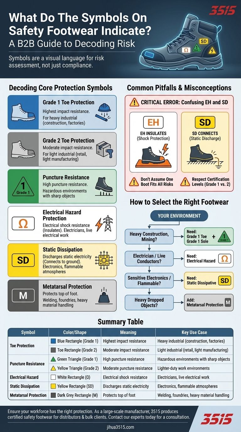 Que signifient les symboles sur les chaussures de sécurité ? Un guide pour décoder les indices de sécurité des bottes Guide Visuel