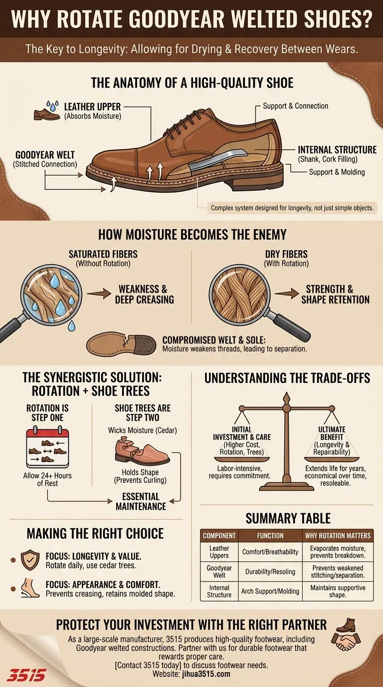 Pourquoi est-il important de faire tourner les chaussures Goodyear cousues ? Prolongez leur durée de vie pendant des décennies Guide Visuel