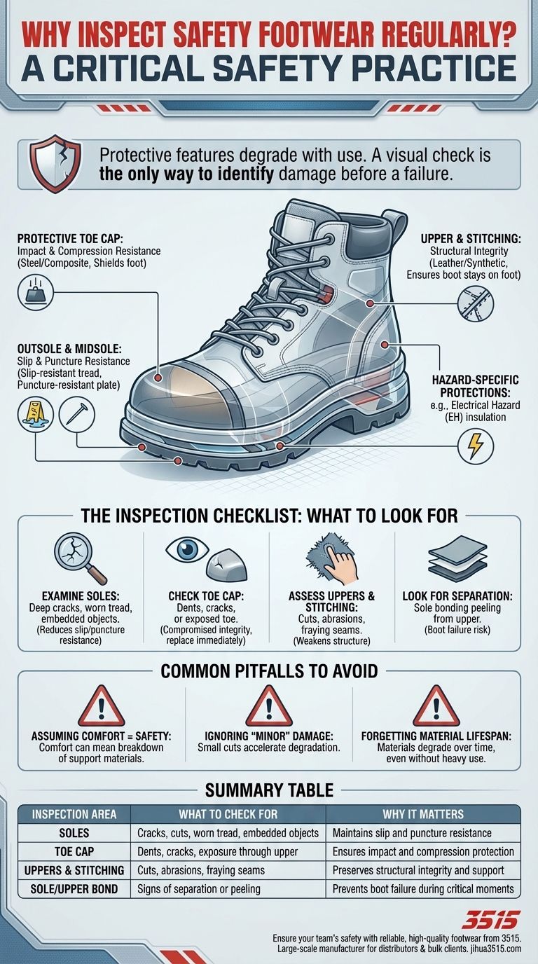 Perché è importante ispezionare regolarmente le calzature di sicurezza? Garantisci la massima protezione per la tua forza lavoro Guida Visiva