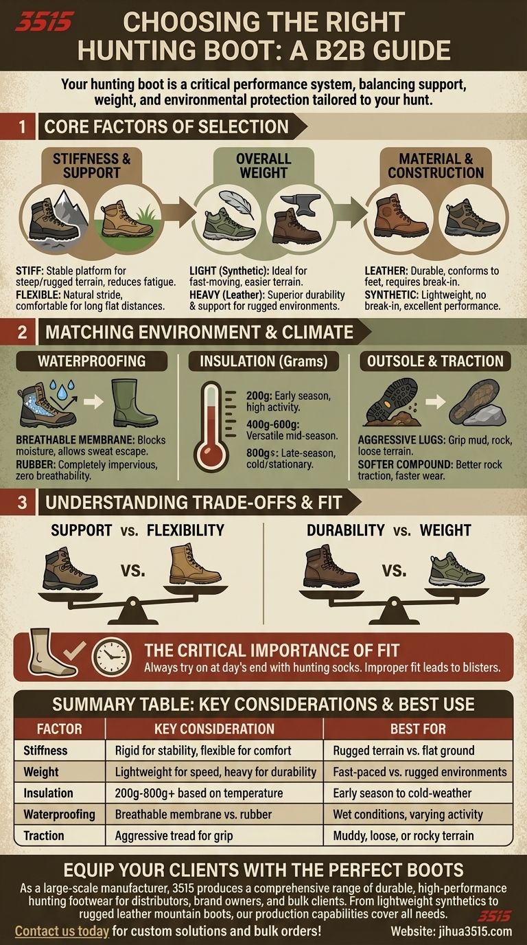 사냥용 부츠를 선택할 때 고려해야 할 요소는 무엇인가요? 모든 지형에 맞는 핵심 기능 시각적 가이드
