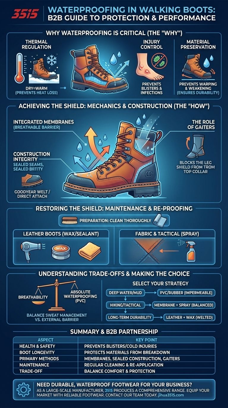 Pourquoi l'imperméabilisation est-elle importante pour les chaussures de marche et comment peut-elle être réalisée ? Assurer la santé des pieds et la durabilité des chaussures Guide Visuel