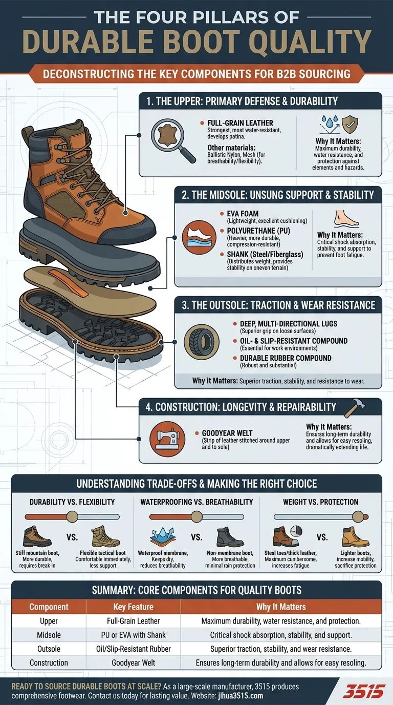 ¿Cuáles son los componentes clave a tener en cuenta en unas botas duraderas y de calidad? Invierta en calzado hecho para durar Guía Visual
