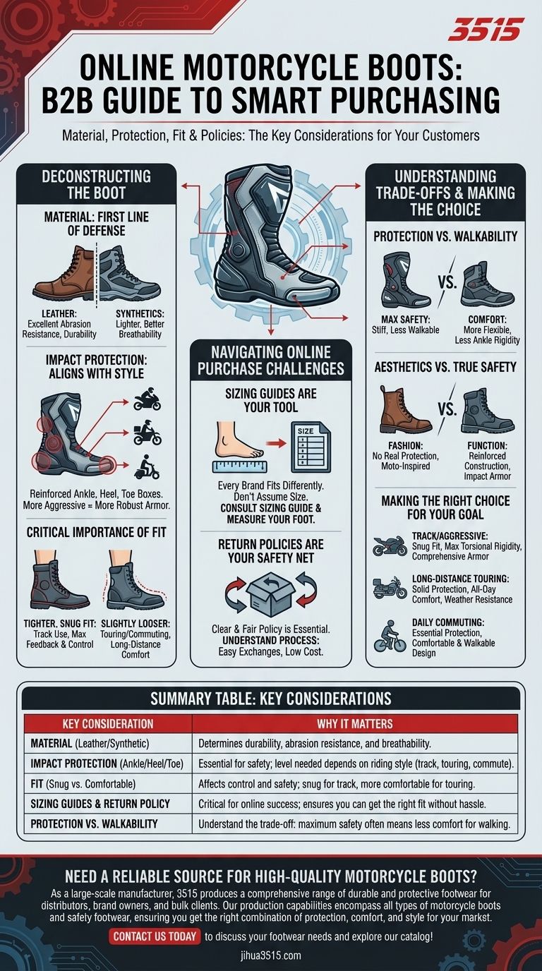 Cosa dovrebbero considerare gli acquirenti online quando acquistano stivali da moto? Fattori chiave per sicurezza e vestibilità Guida Visiva