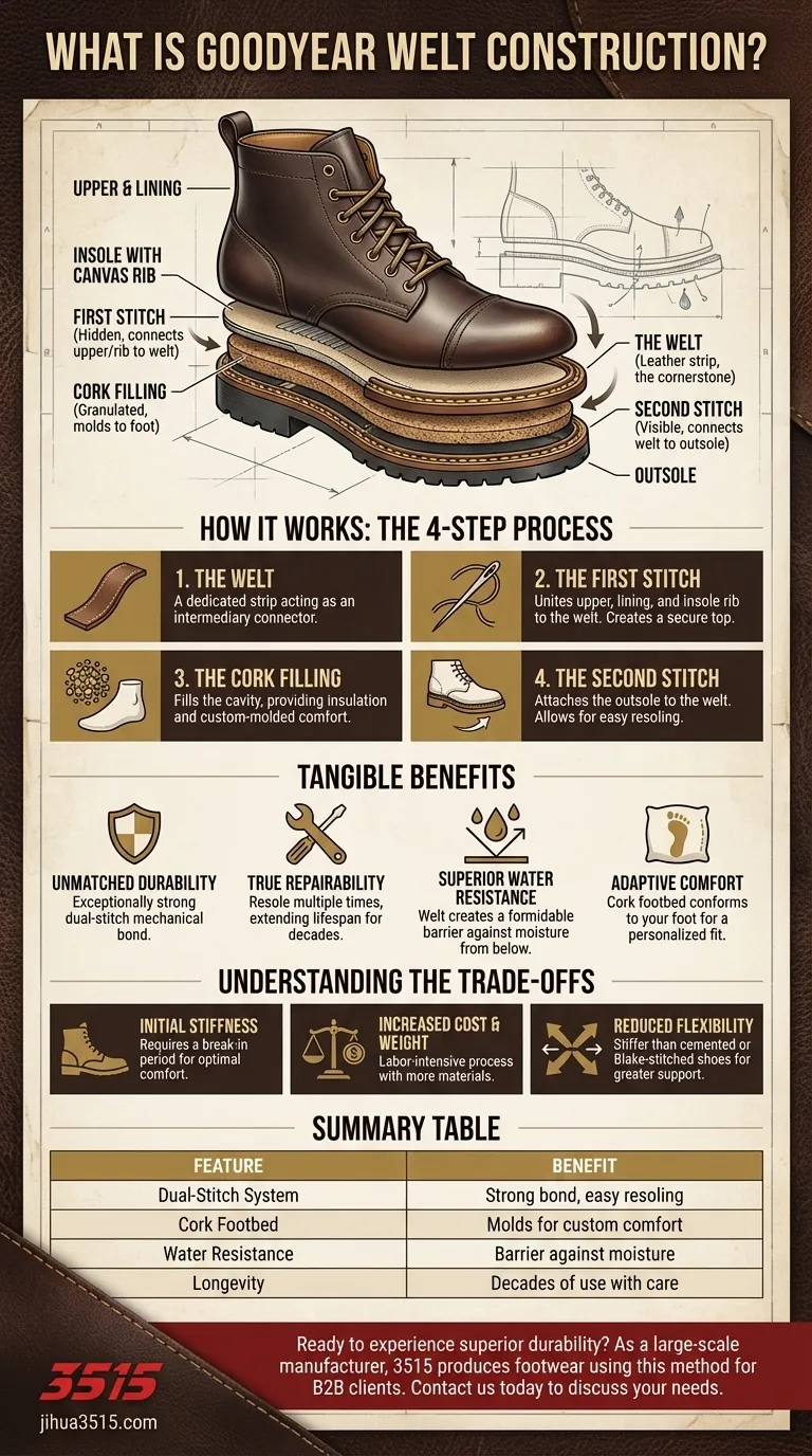 Cos'è la costruzione Goodyear welt? Una guida alle calzature resistenti e riparabili Guida Visiva