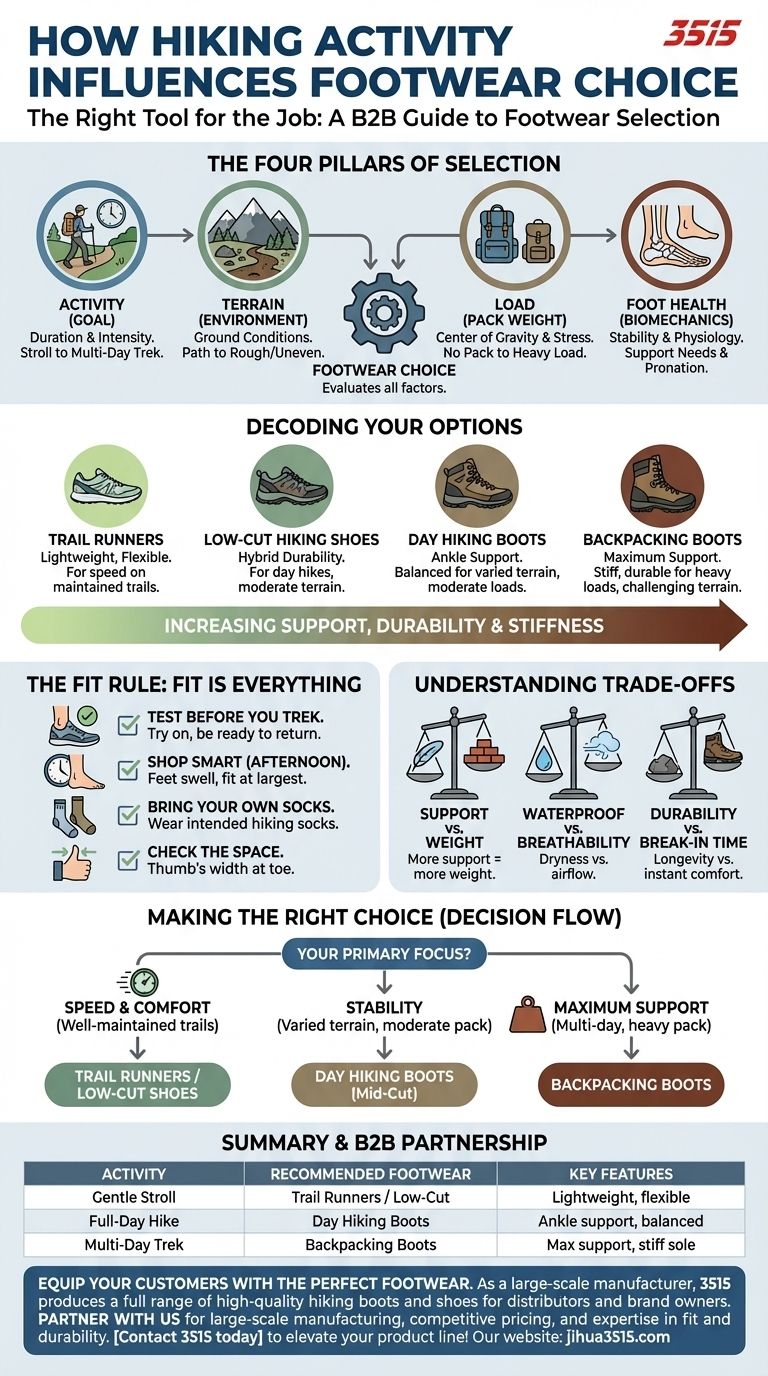 ¿Cómo influye el tipo de actividad de senderismo en la elección del calzado? Encuentra tu ajuste perfecto para cualquier sendero Guía Visual