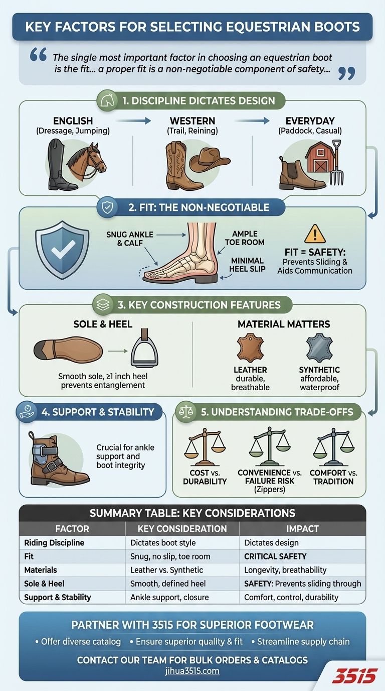 What are the key factors to consider when selecting equestrian boots? A Guide to Safety & Performance Visual Guide